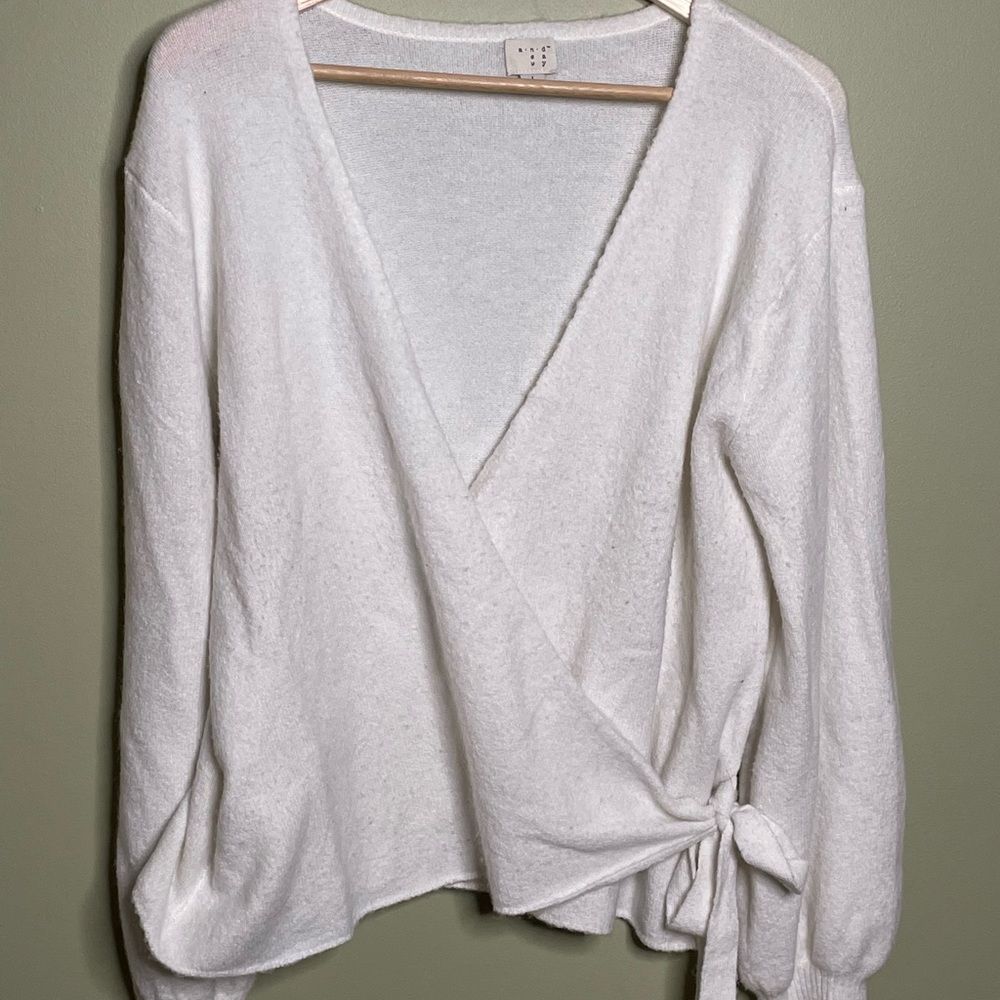 Faux front wrap sweater